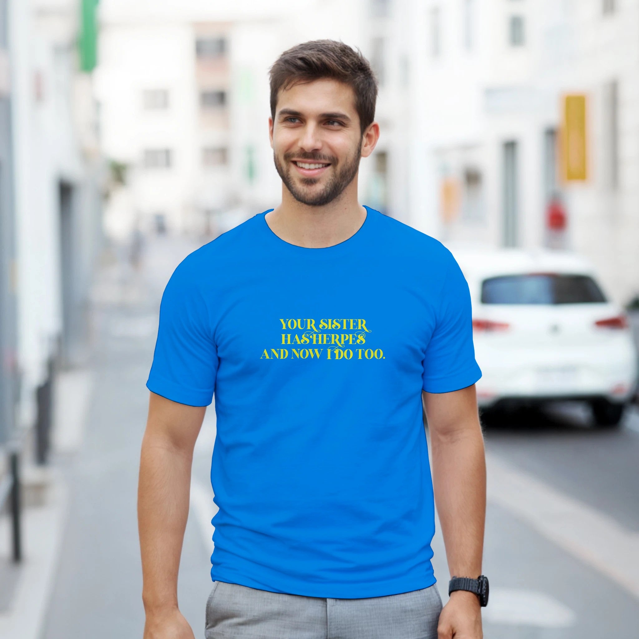 Your sister has herpes and now I do too ADULT NOVELTY TSHIRT FUNNY ROYAL BLUE 5