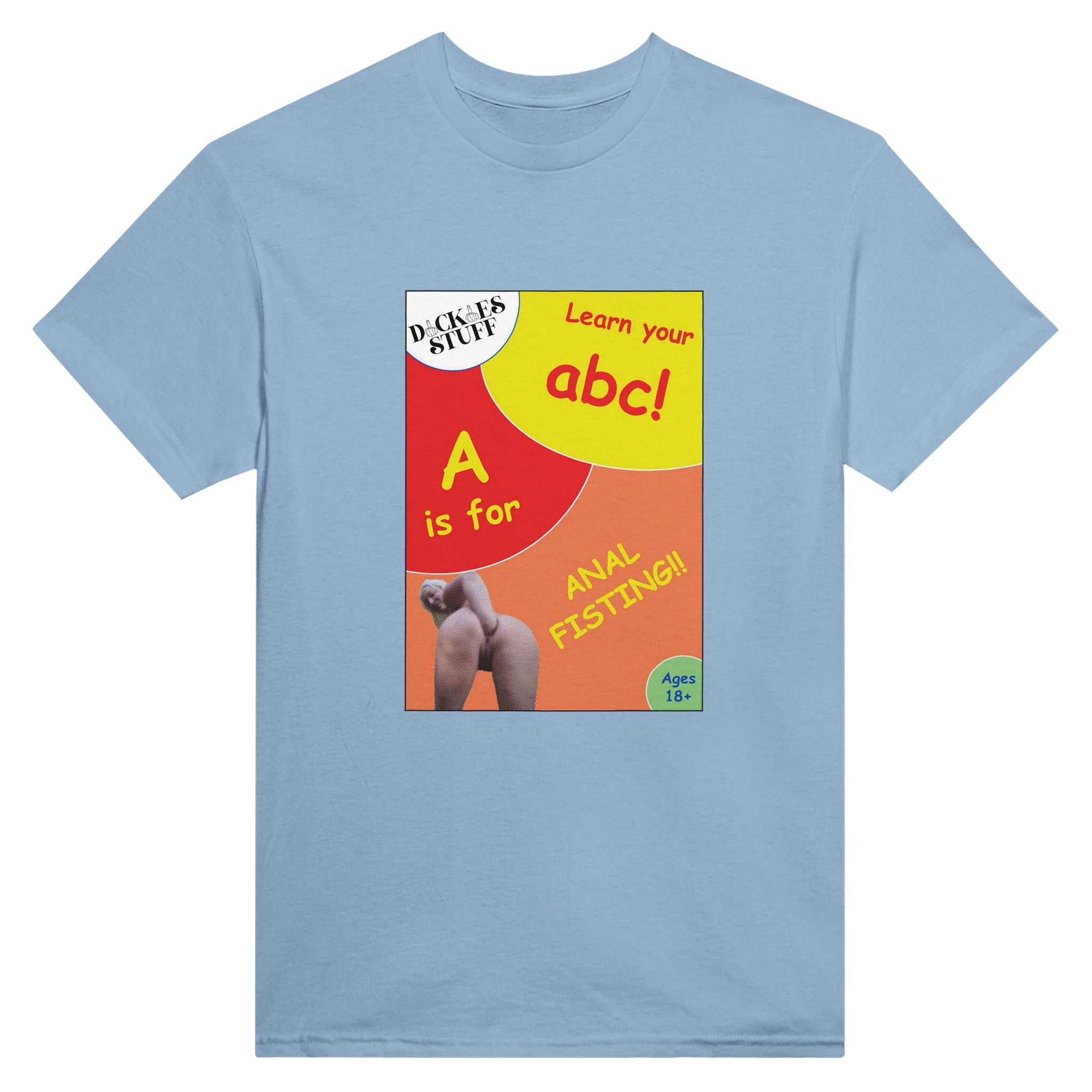 a is for anal fisting abc adult novelty tshirt sex light blue 2