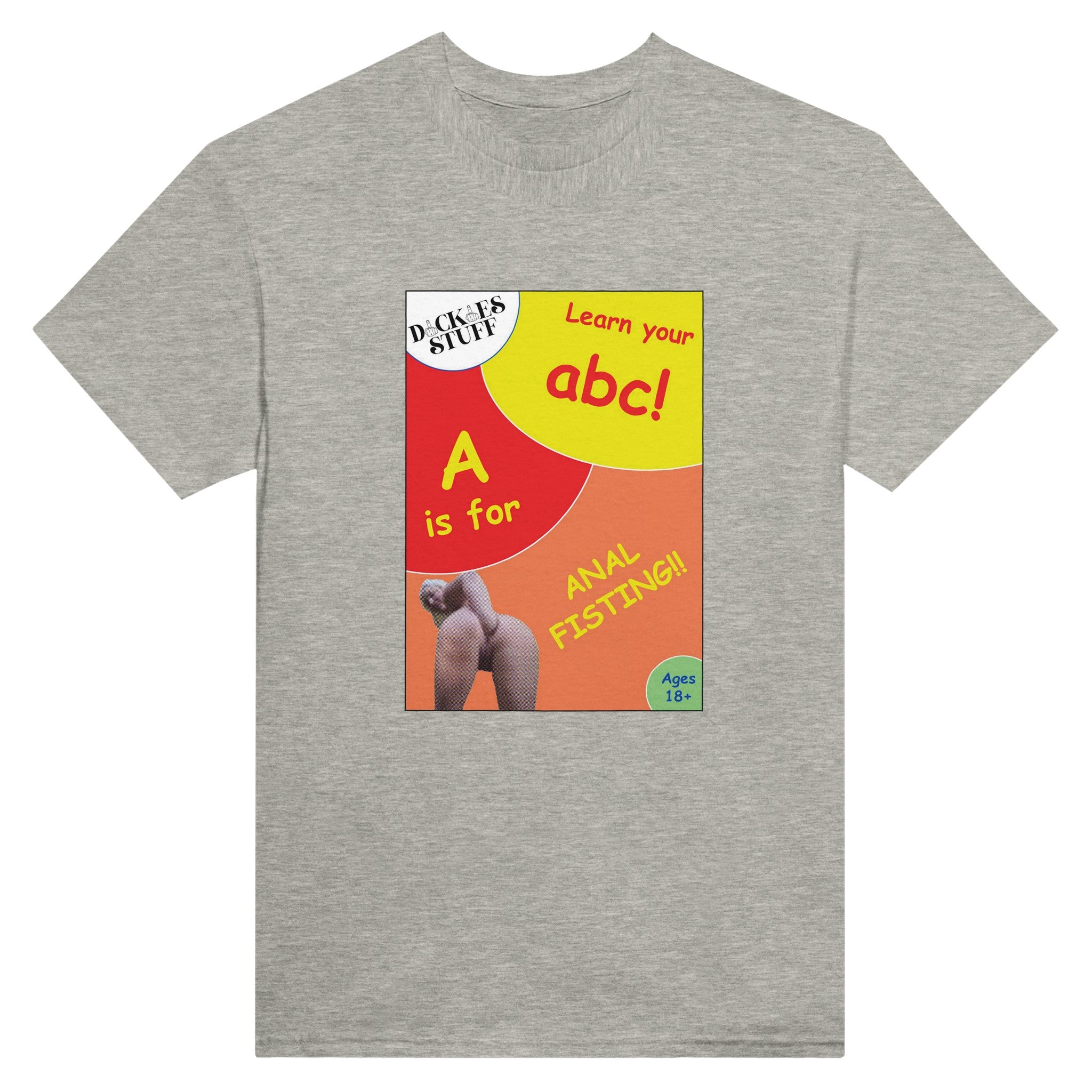 a is for anal fisting abc adult novelty tshirt sex light grey