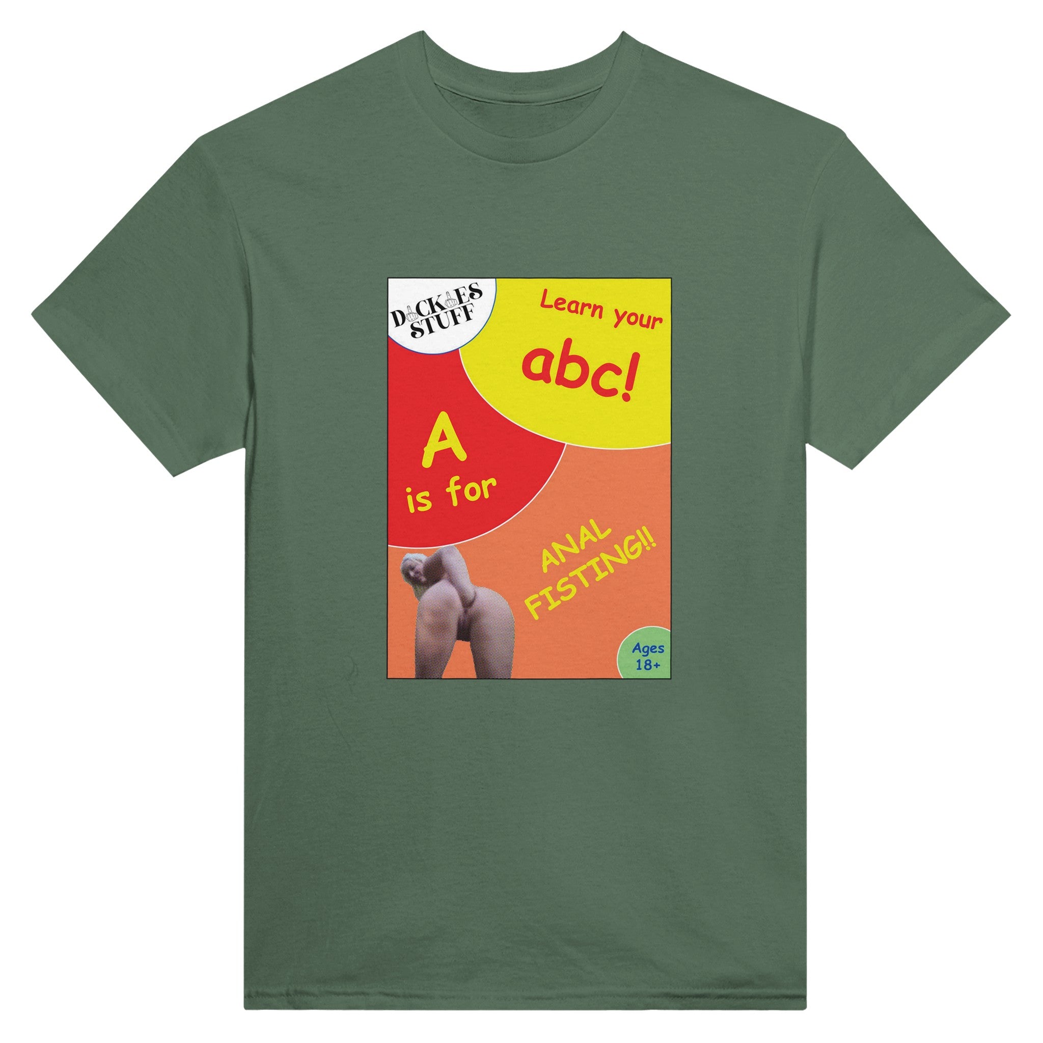 a is for anal fisting abc adult novelty tshirt sex military green