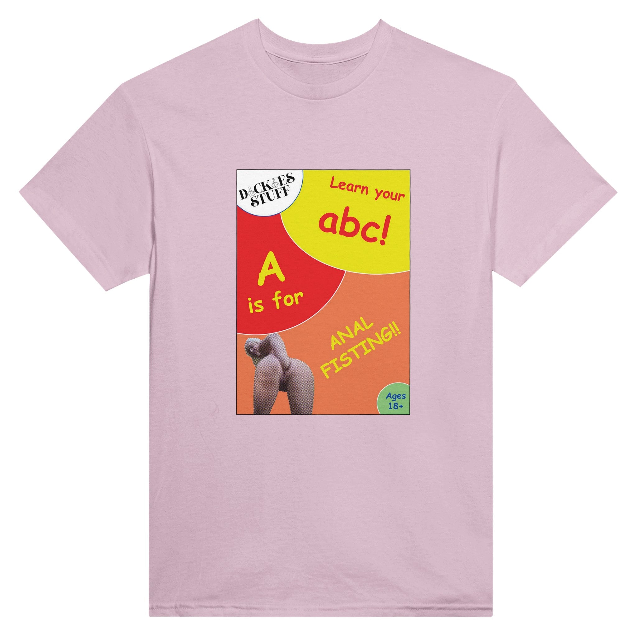 a is for anal fisting abc adult novelty tshirt sex pink