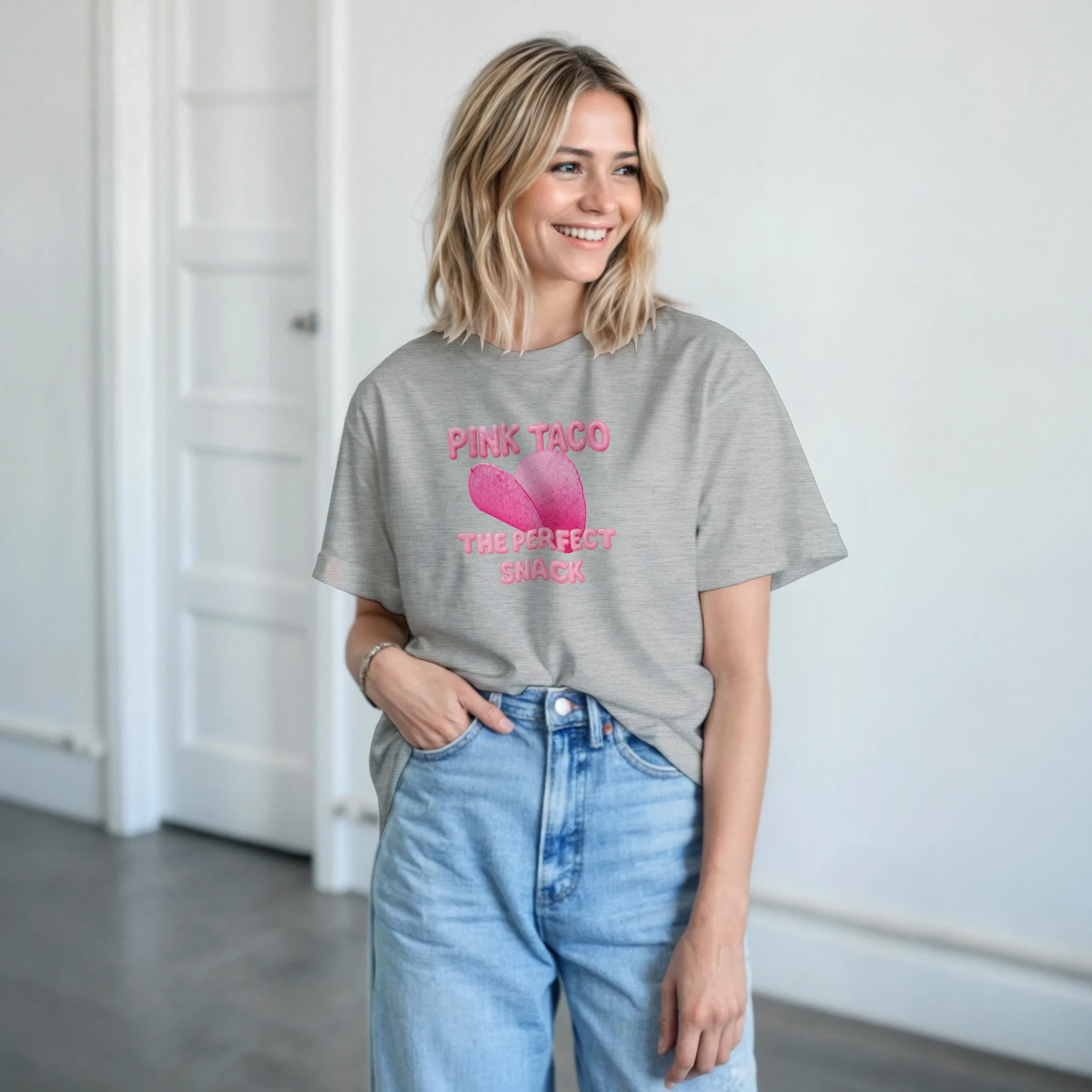 adult novelty tshirt pink taco ash grey