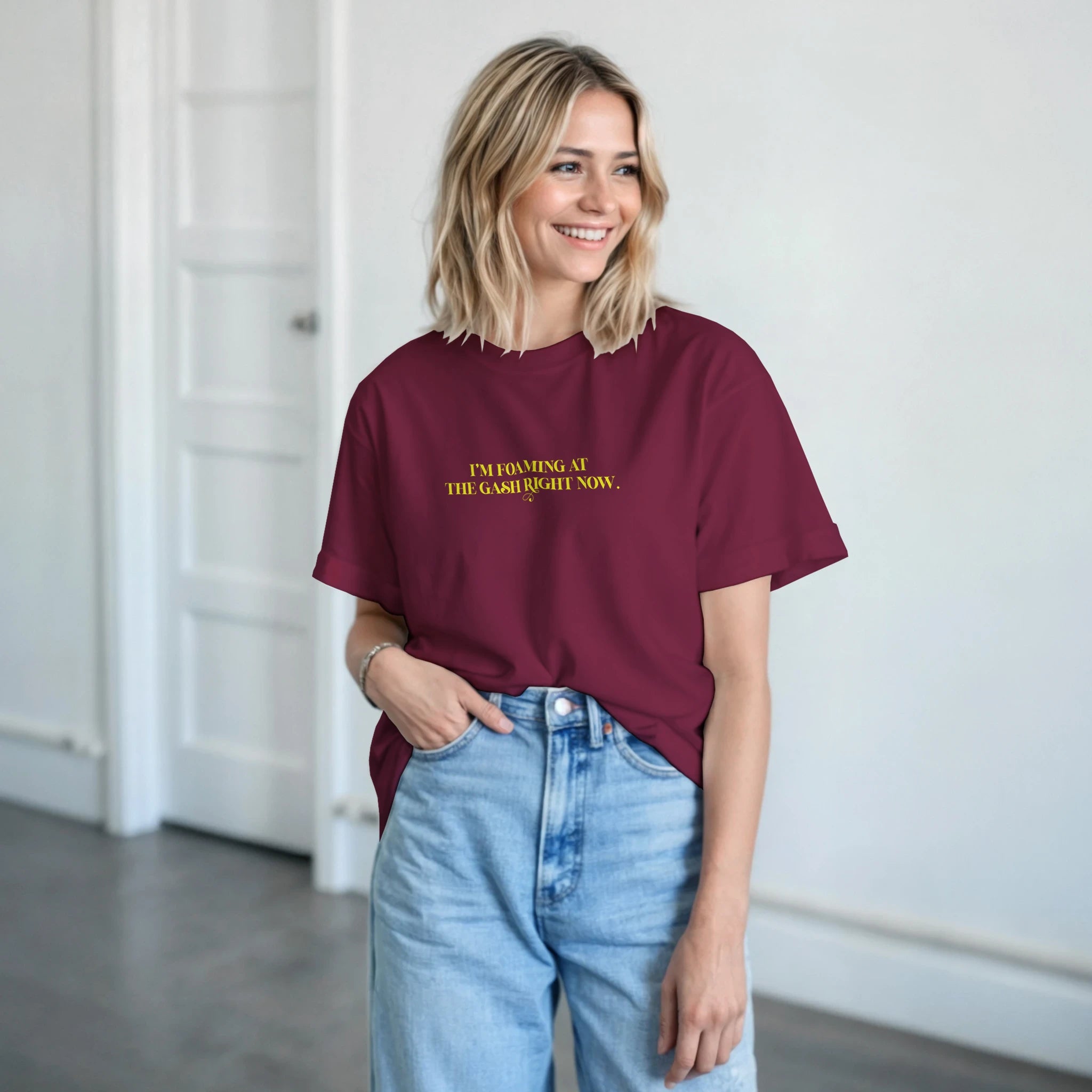 i'm foaming at the gash right now aduly novelty tshirt sex burgundy