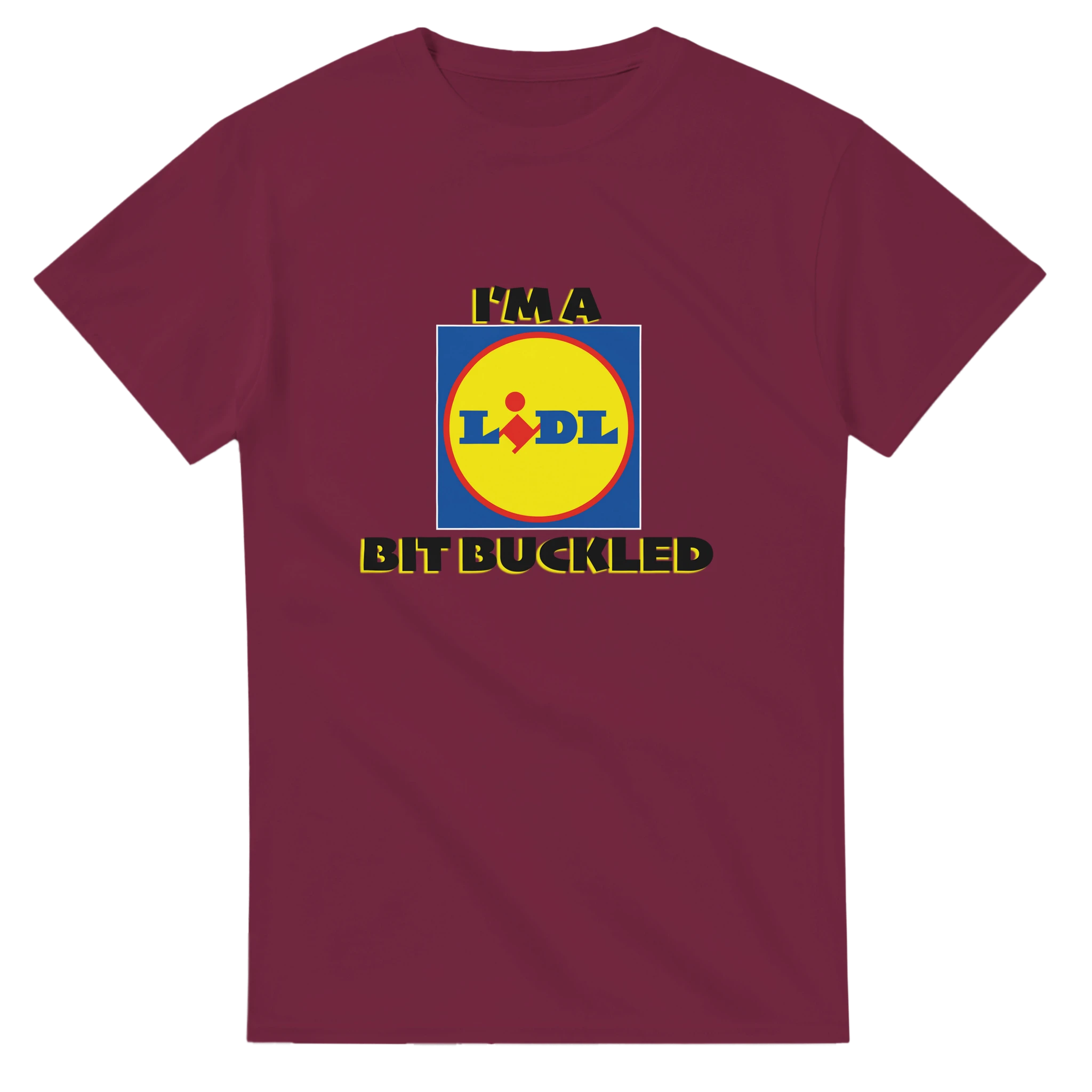 im a lidl bit buckled adult novelty tshirt burgundy