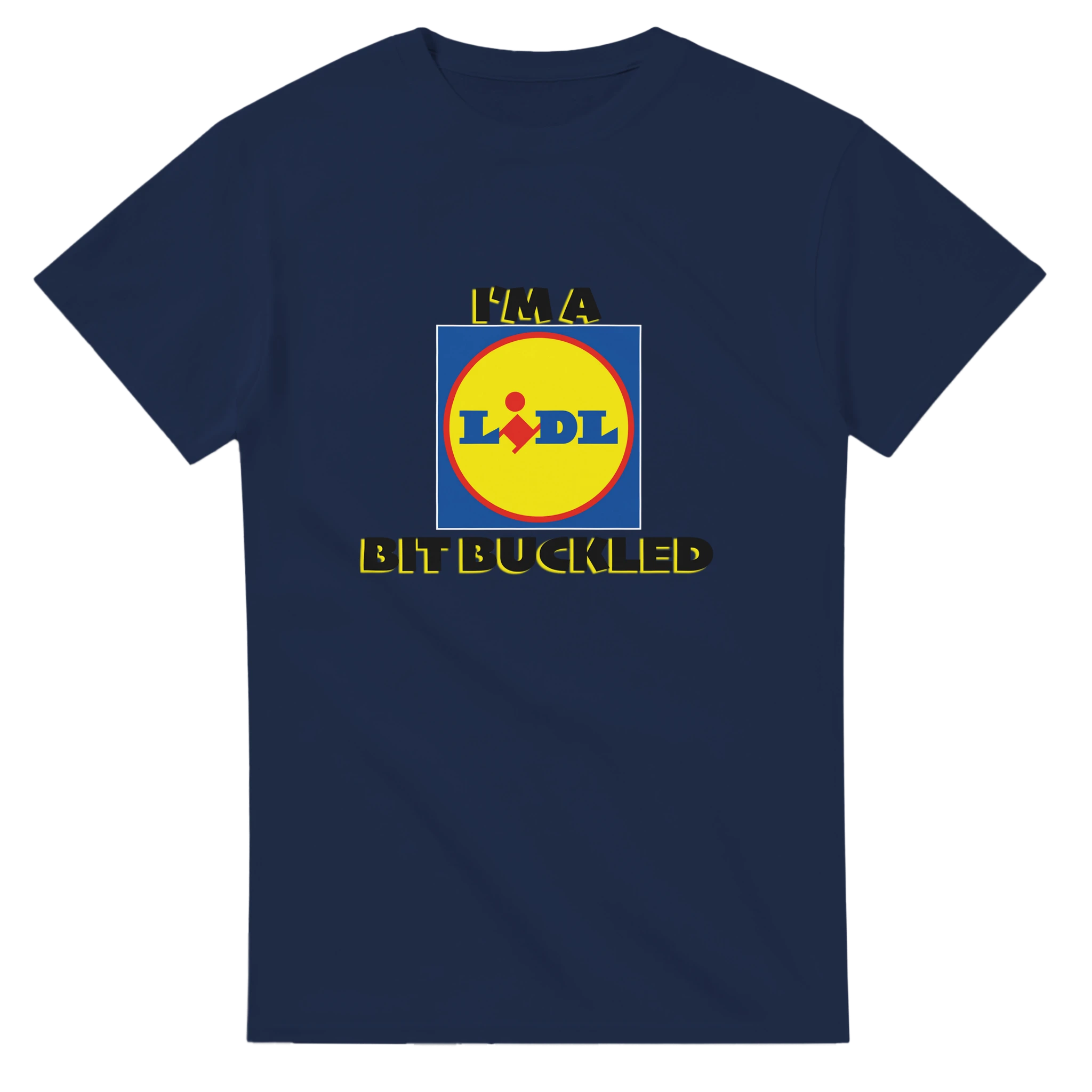 im a lidl bit buckled adult novelty tshirt navy blue