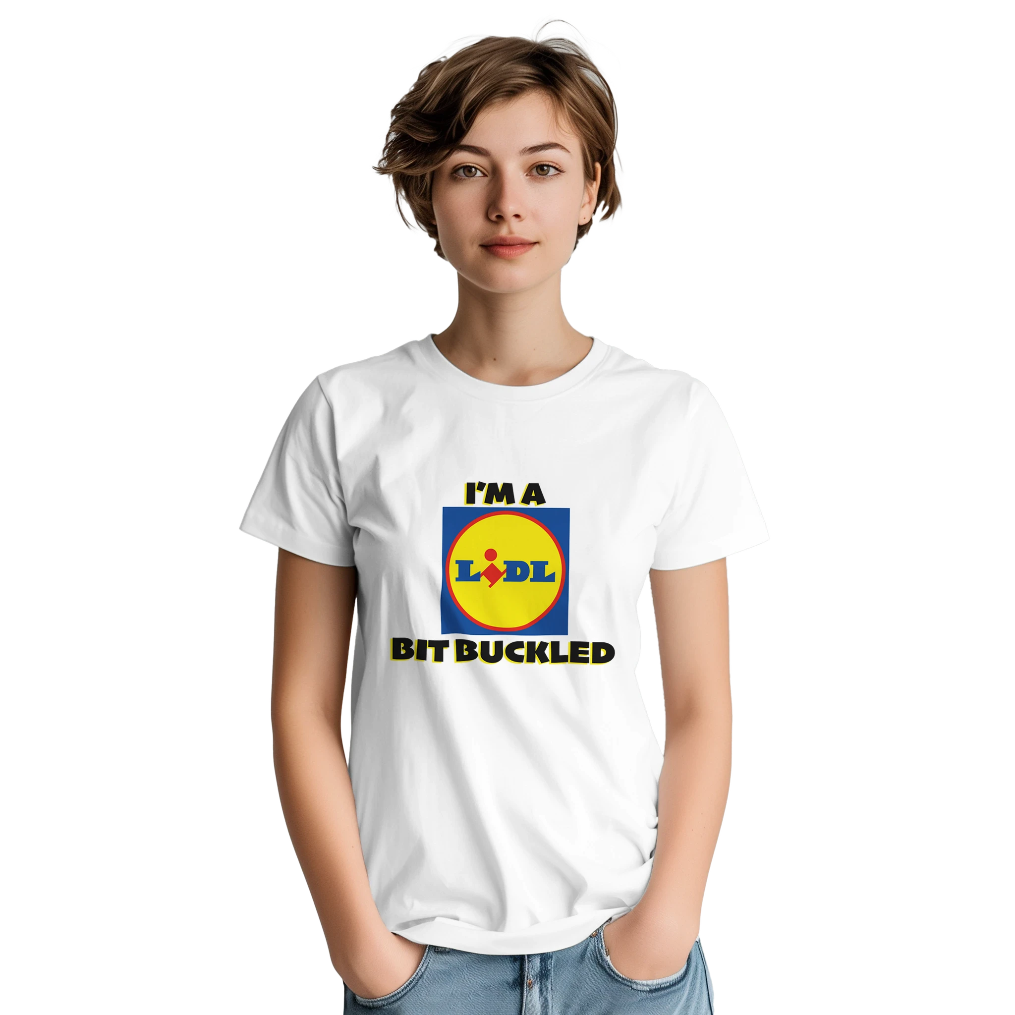 im a lidl bit buckled adult novelty tshirt white 4