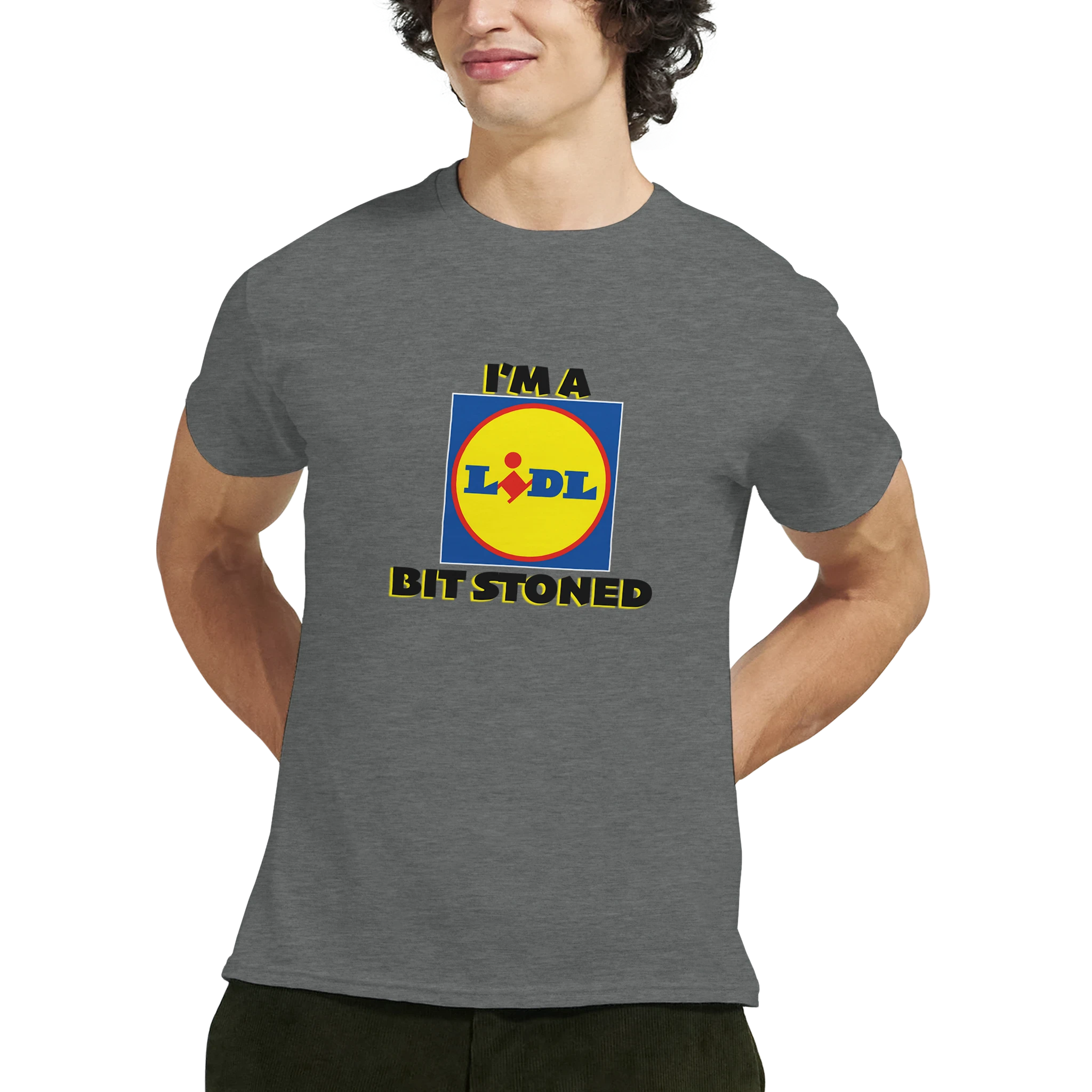 im a lidl bit stoned adult novelty tshirt dark grey