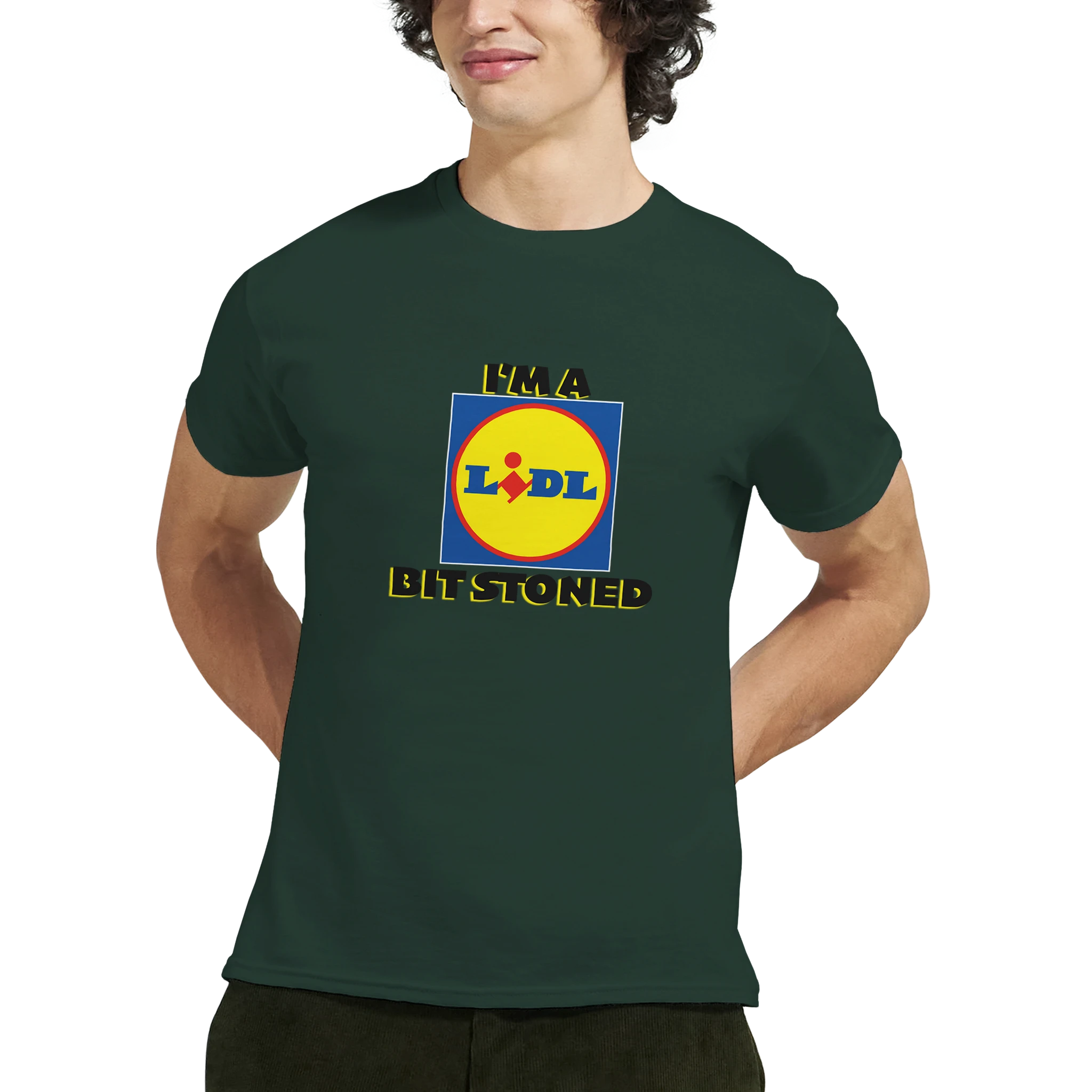 im a lidl bit stoned adult novelty tshirt forest green