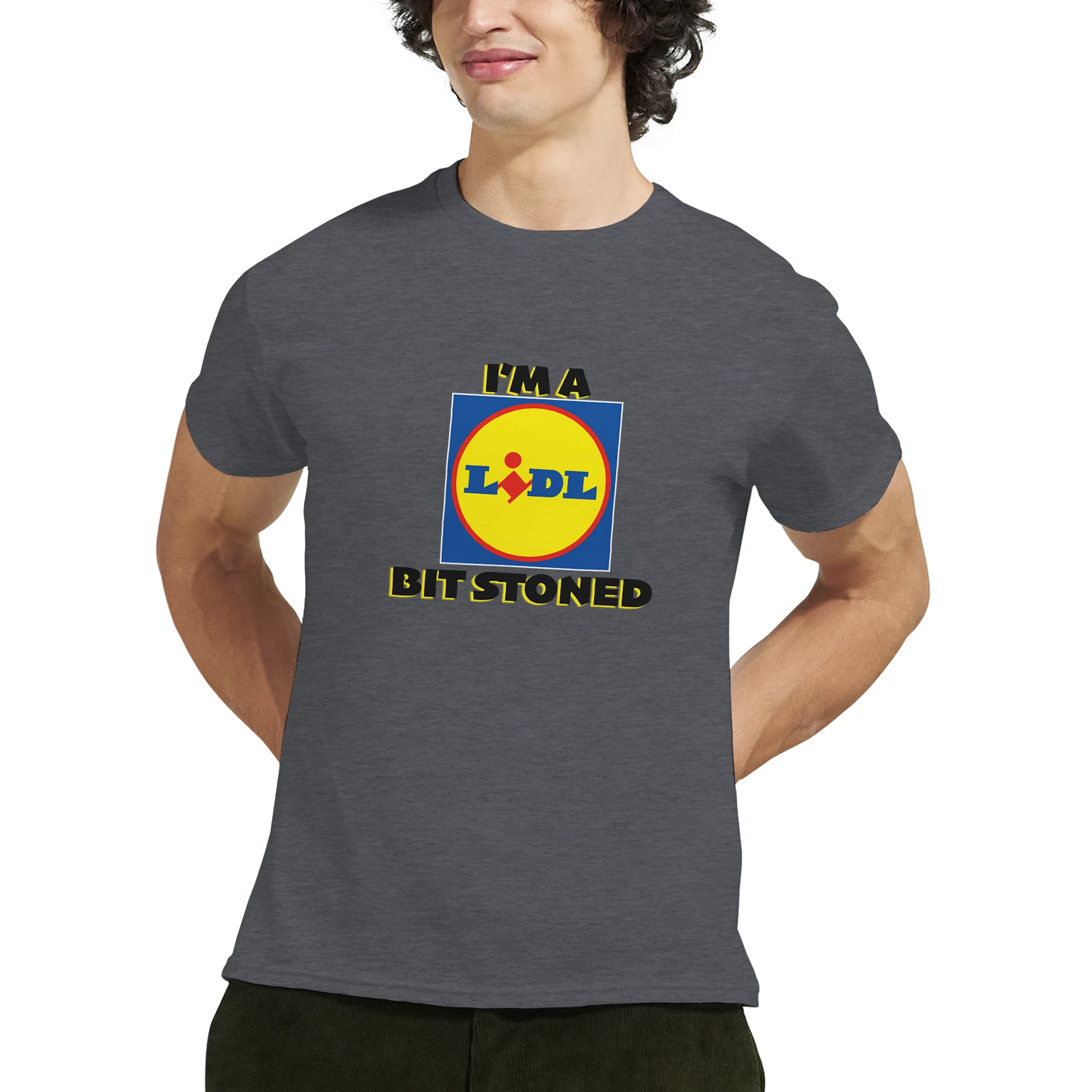 im a lidl bit stoned adult novelty tshirt graphite grey