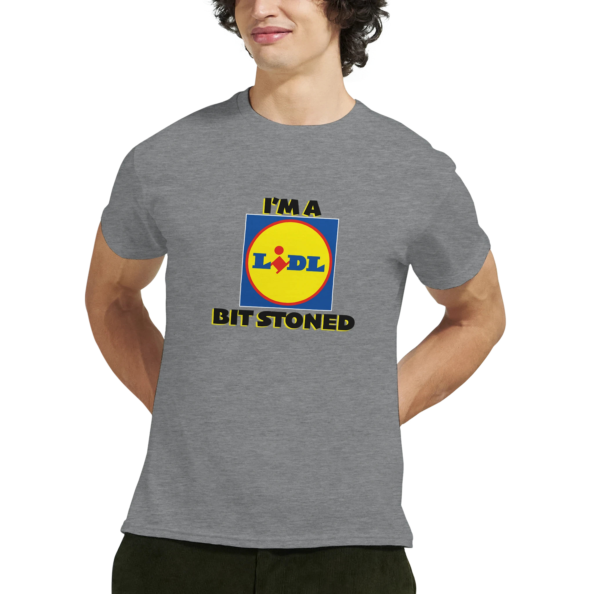 im a lidl bit stoned adult novelty tshirt sport grey