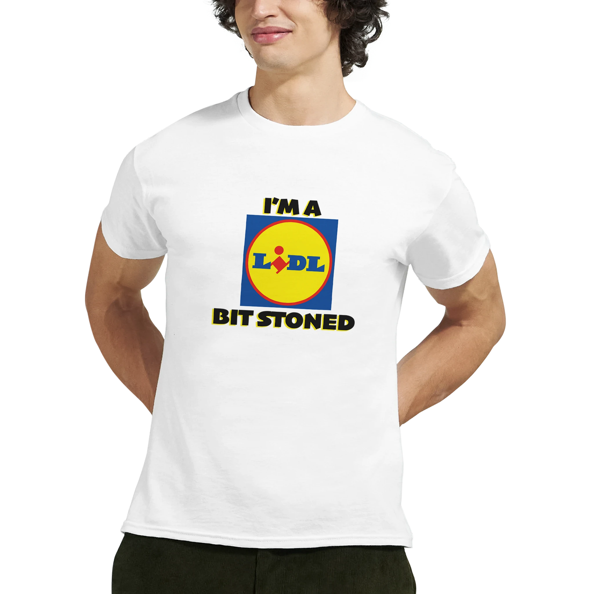im a lidl bit stoned adult novelty tshirt white