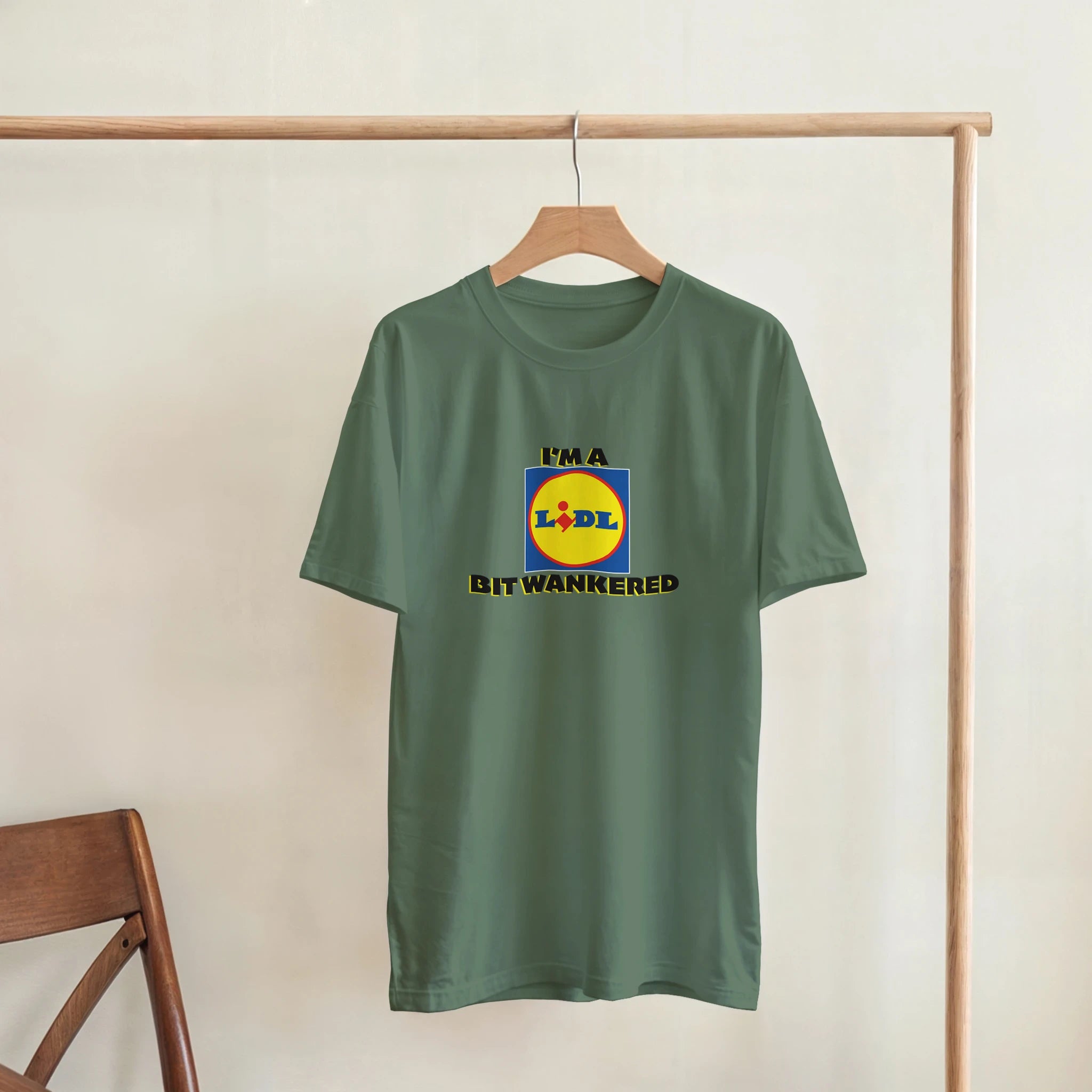 im a lidl bit wankered adult novelty tshirt military green