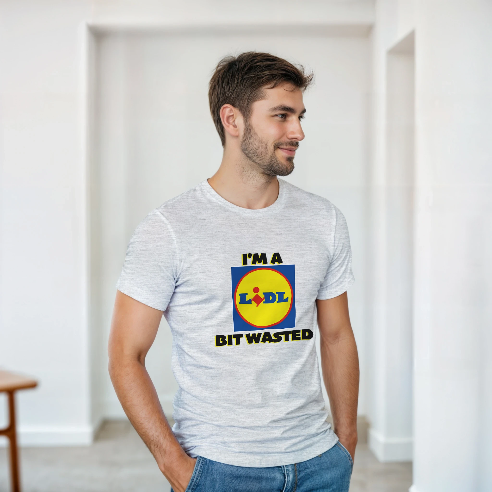 im a lidl bit wasted adult novelty tshirt ash grey