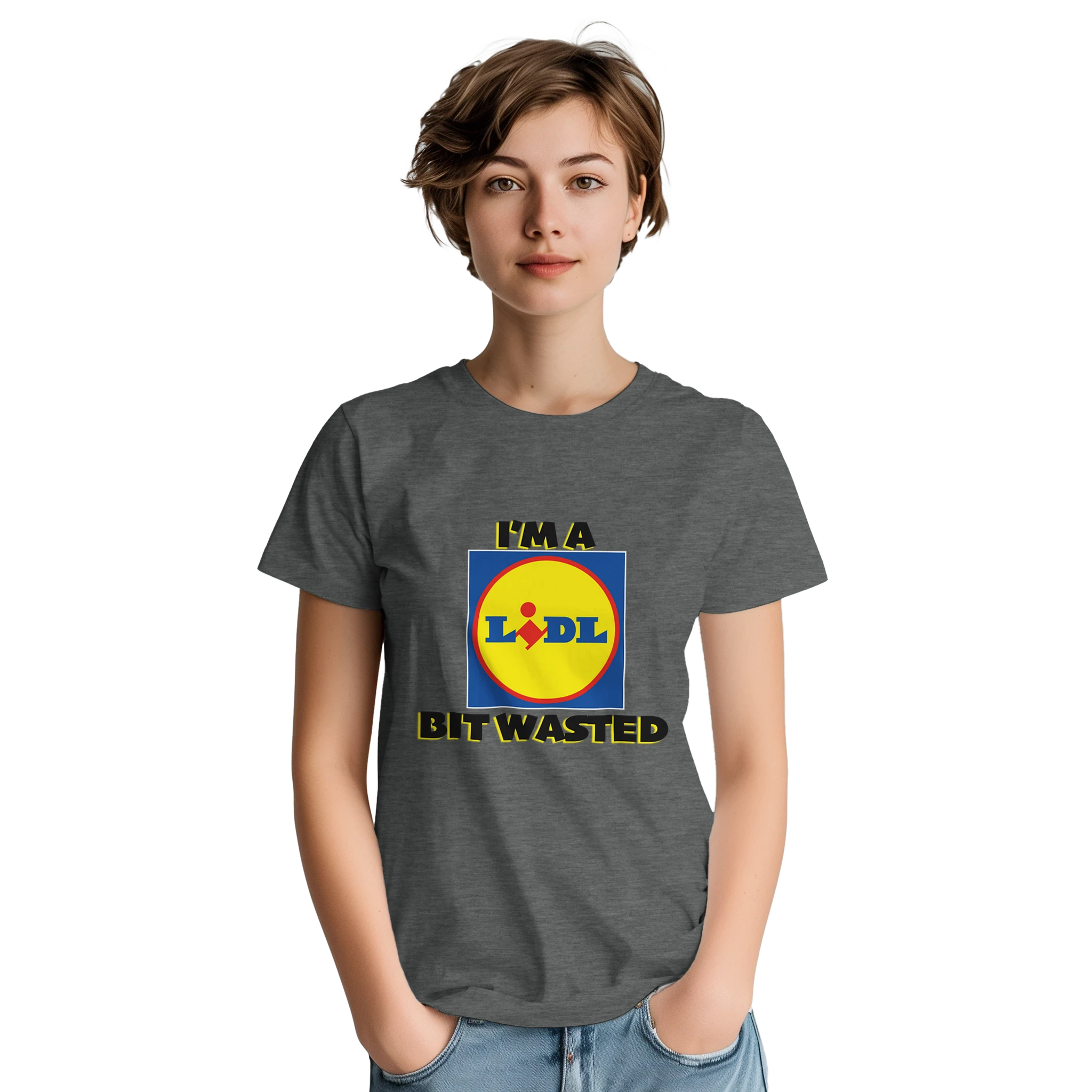 im a lidl bit wasted adult novelty tshirt dark grey