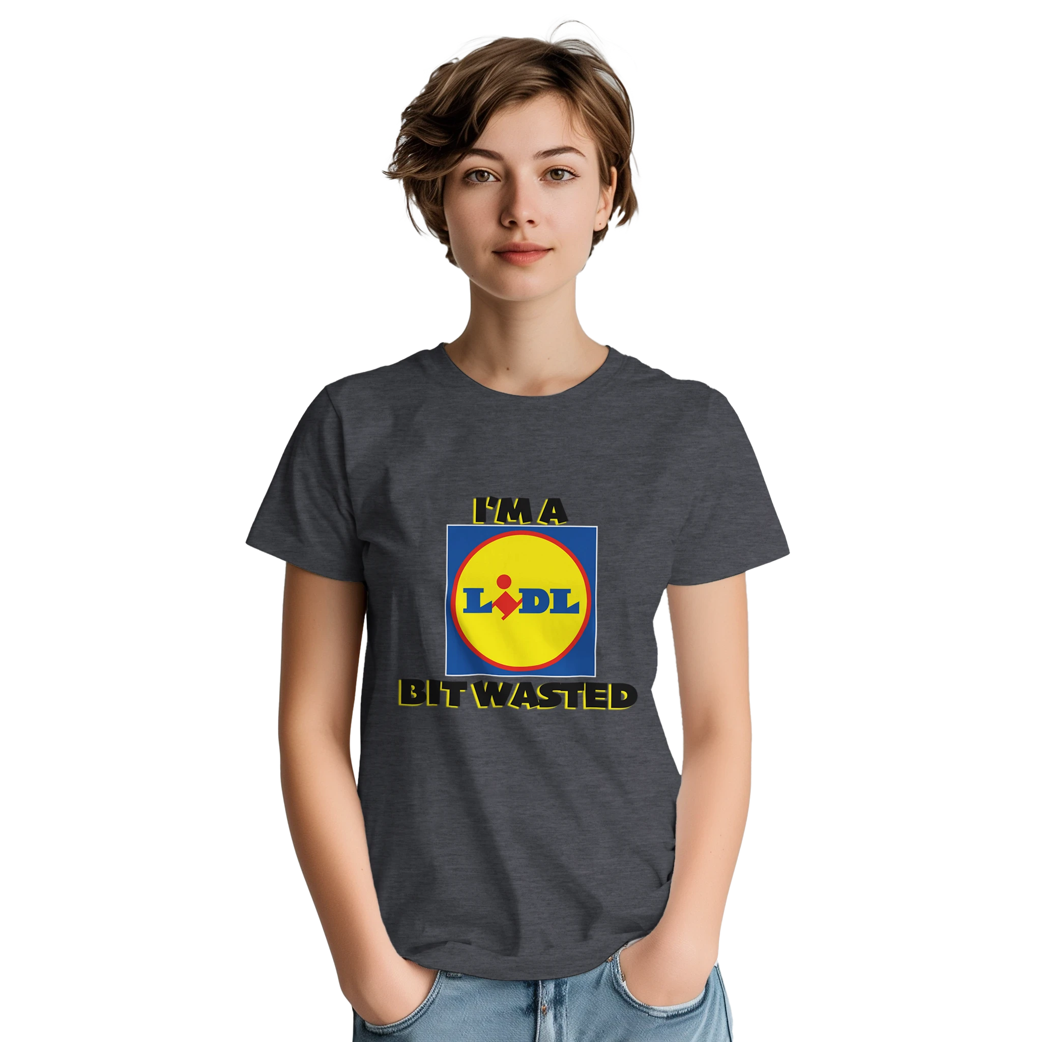 im a lidl bit wasted adult novelty tshirt graphite heather