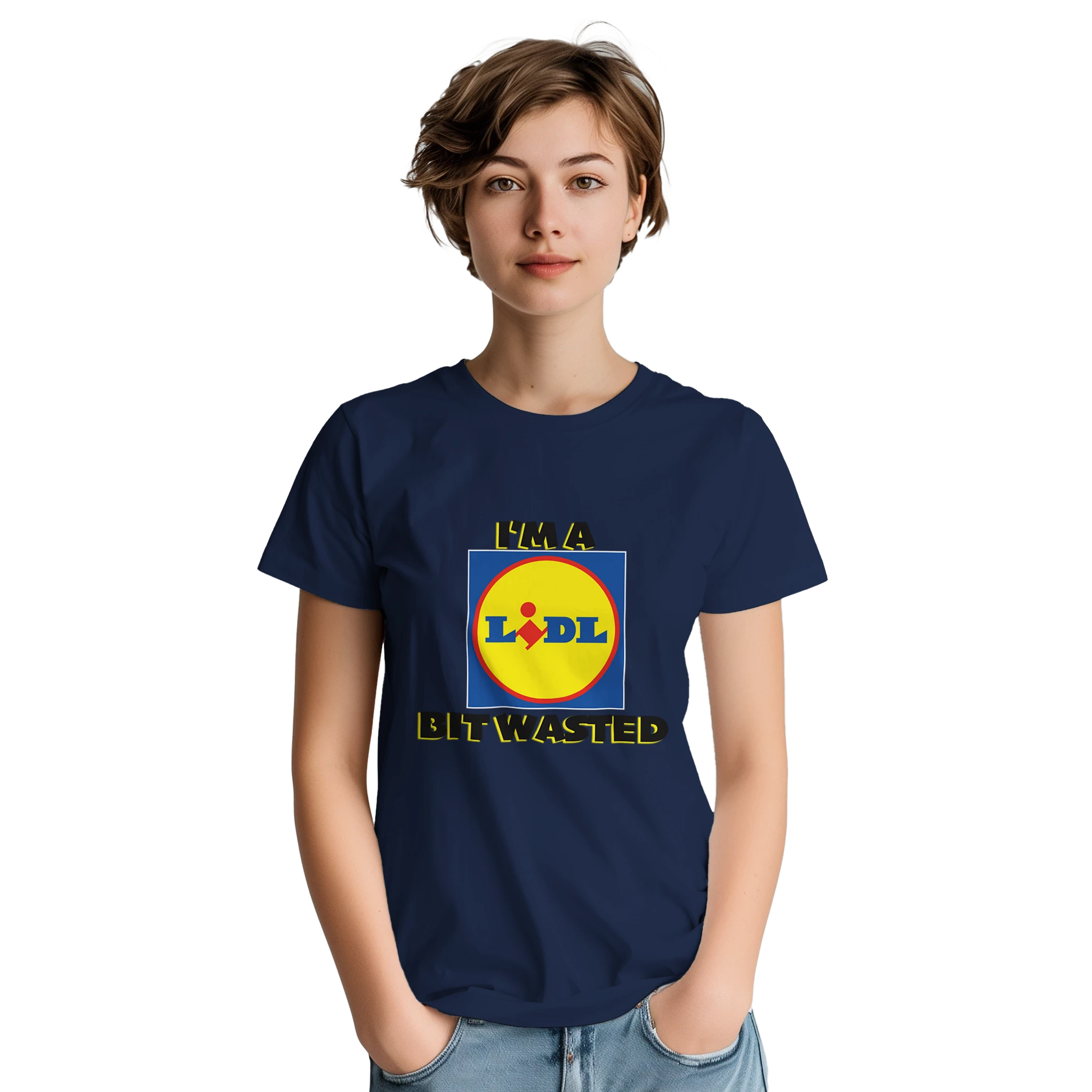 im a lidl bit wasted adult novelty tshirt navy blue