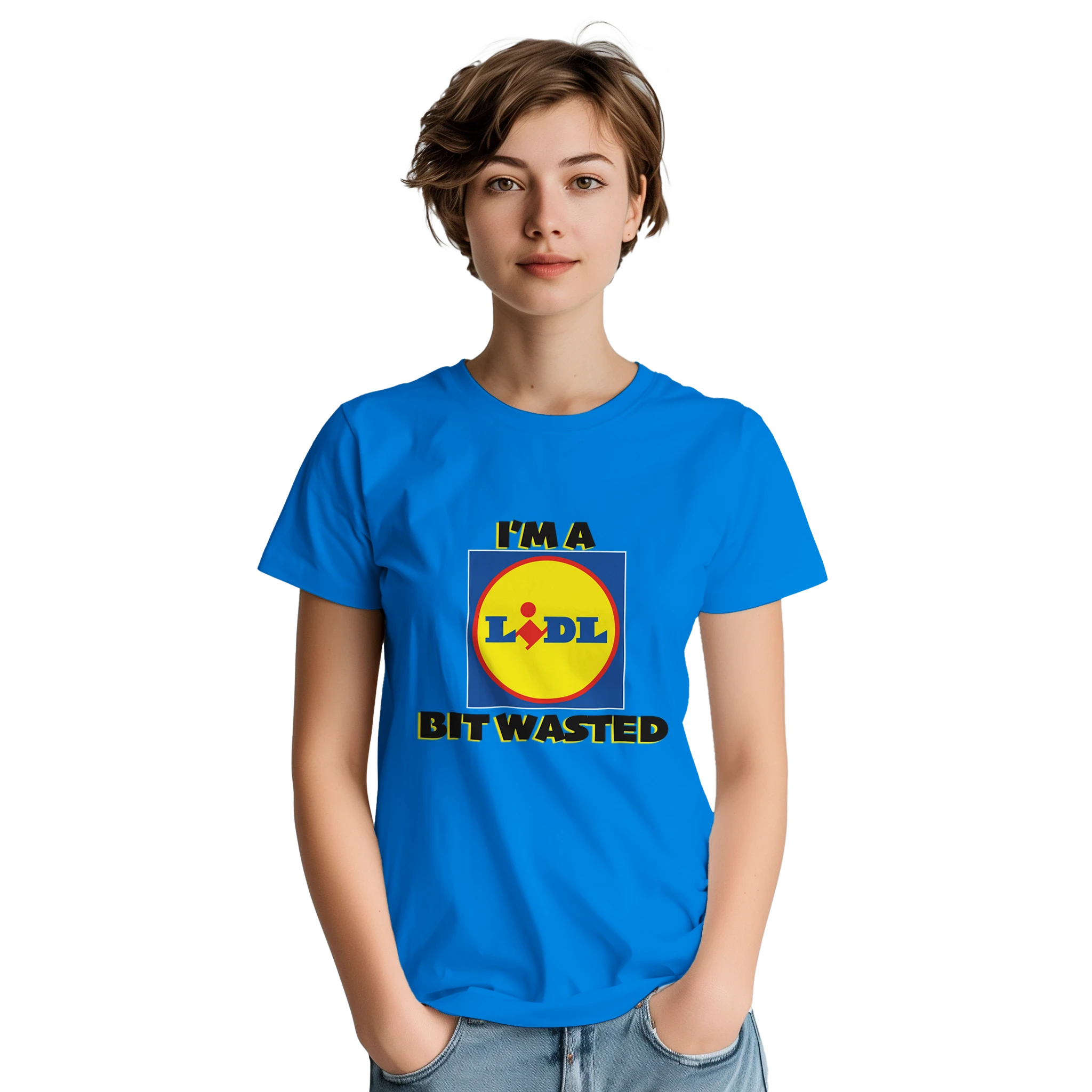 im a lidl bit wasted adult novelty tshirt royal blue