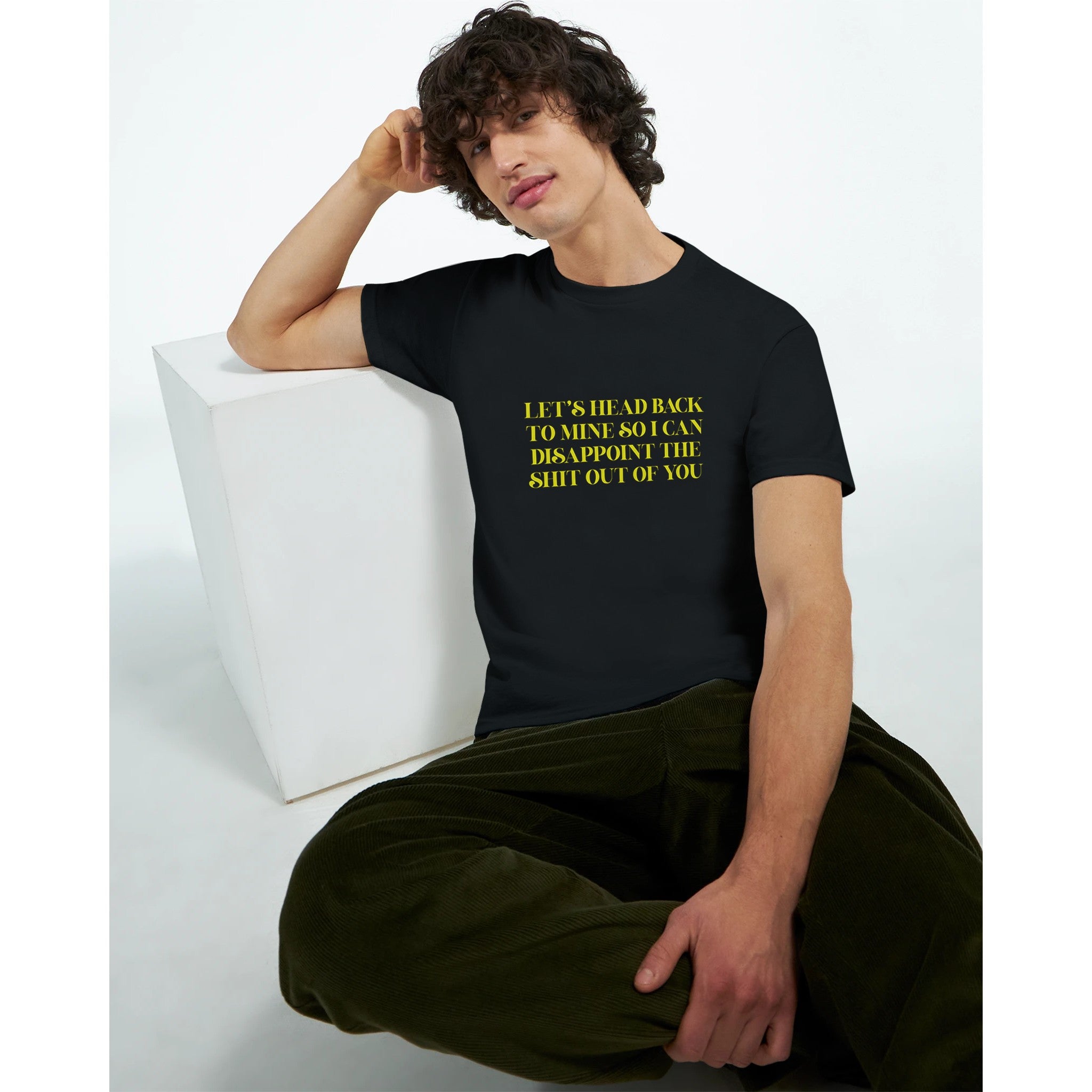 let's head back to mine so i can disappoint the shit out of you adult novelty tshirt sex black