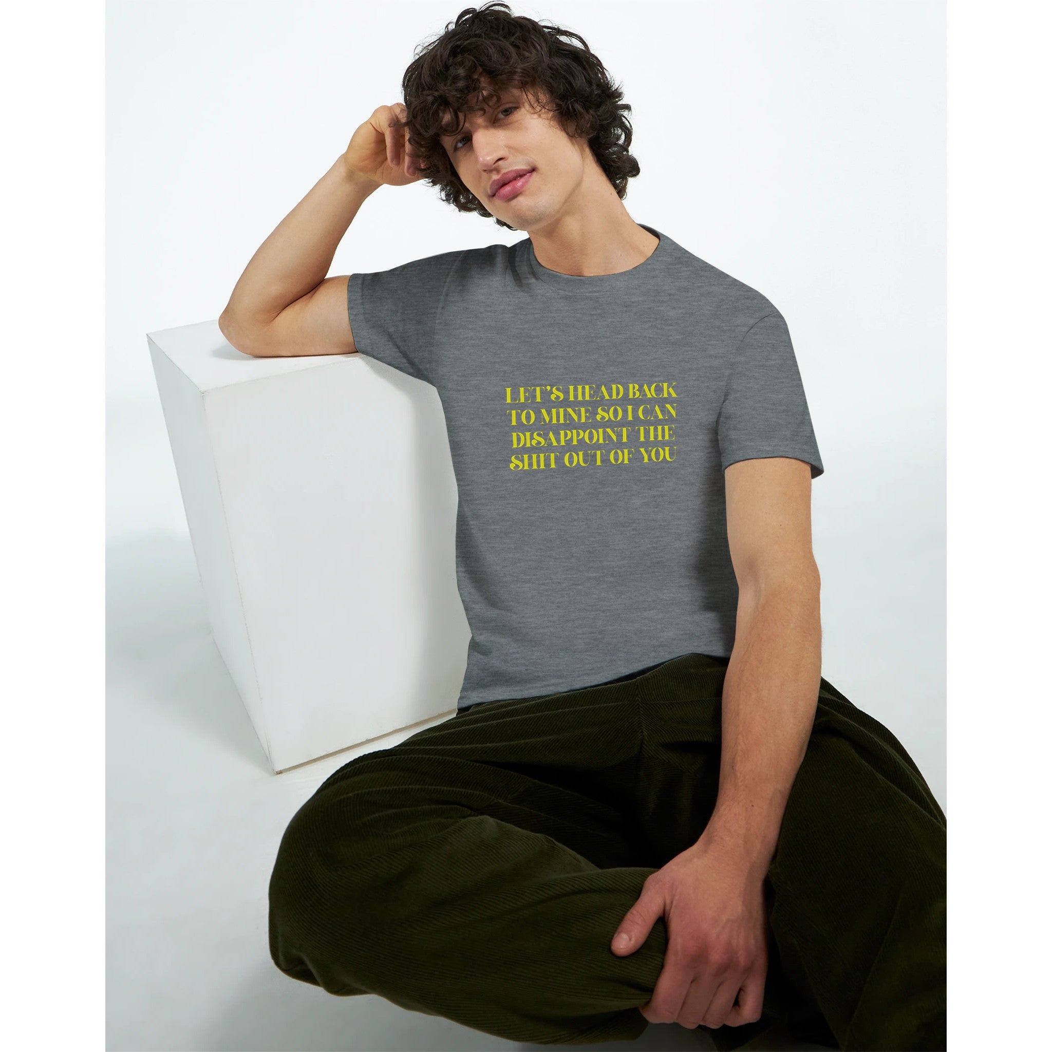 let's head back to mine so i can disappoint the shit out of you adult novelty tshirt sex sport grey
