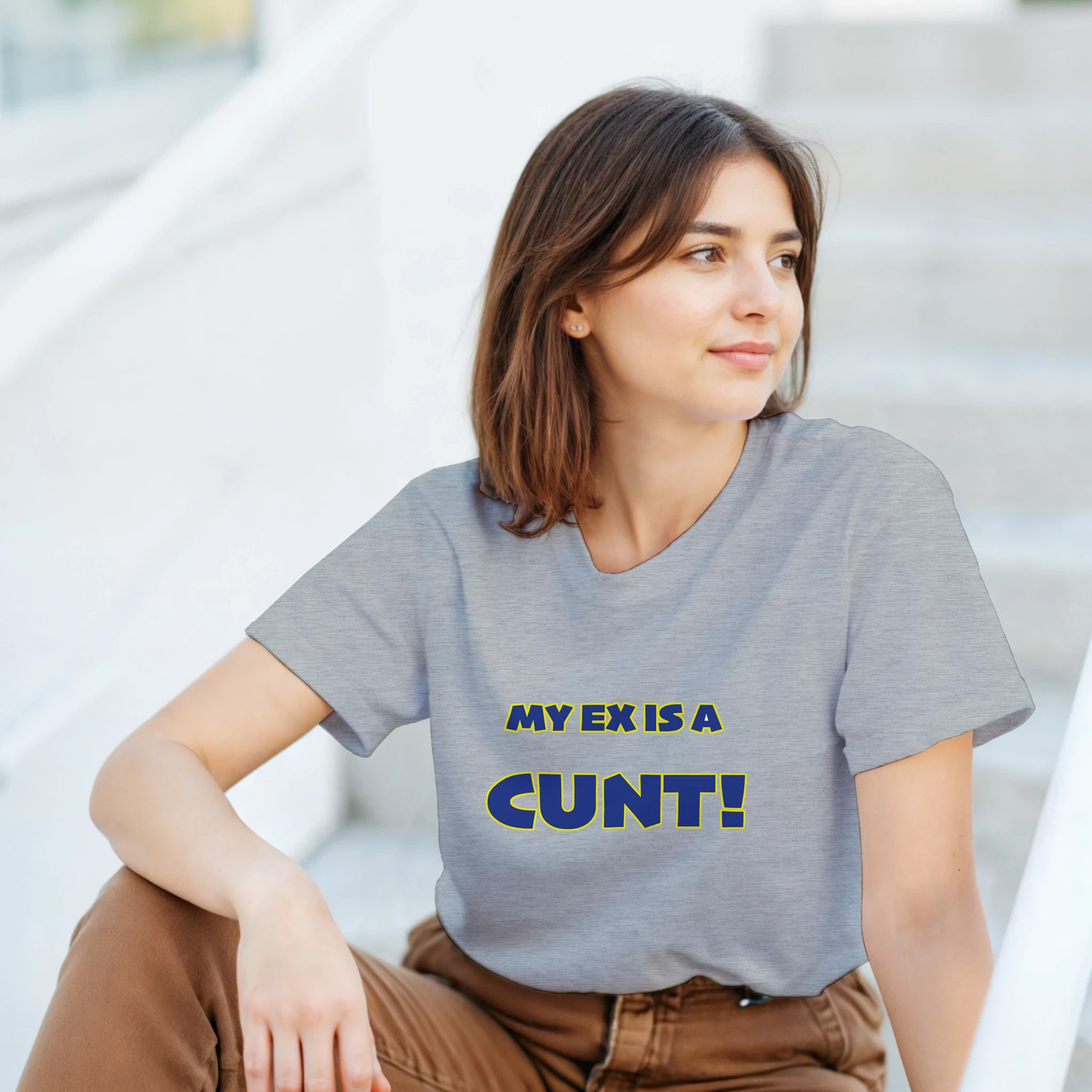 my ex is a cunt adult tshirt novelty light grey 10
