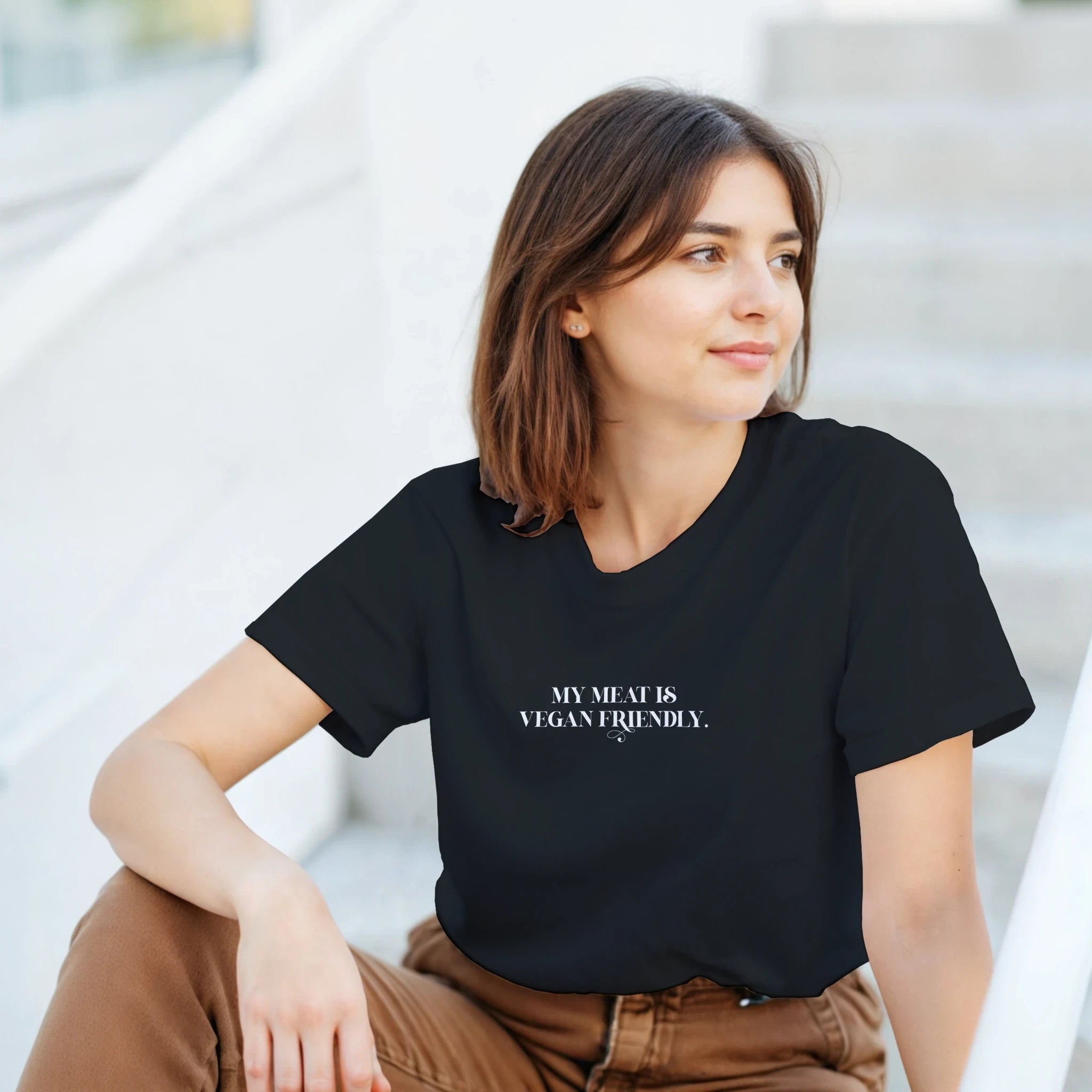 my meat is vegan friendly adult novelty tshirt black
