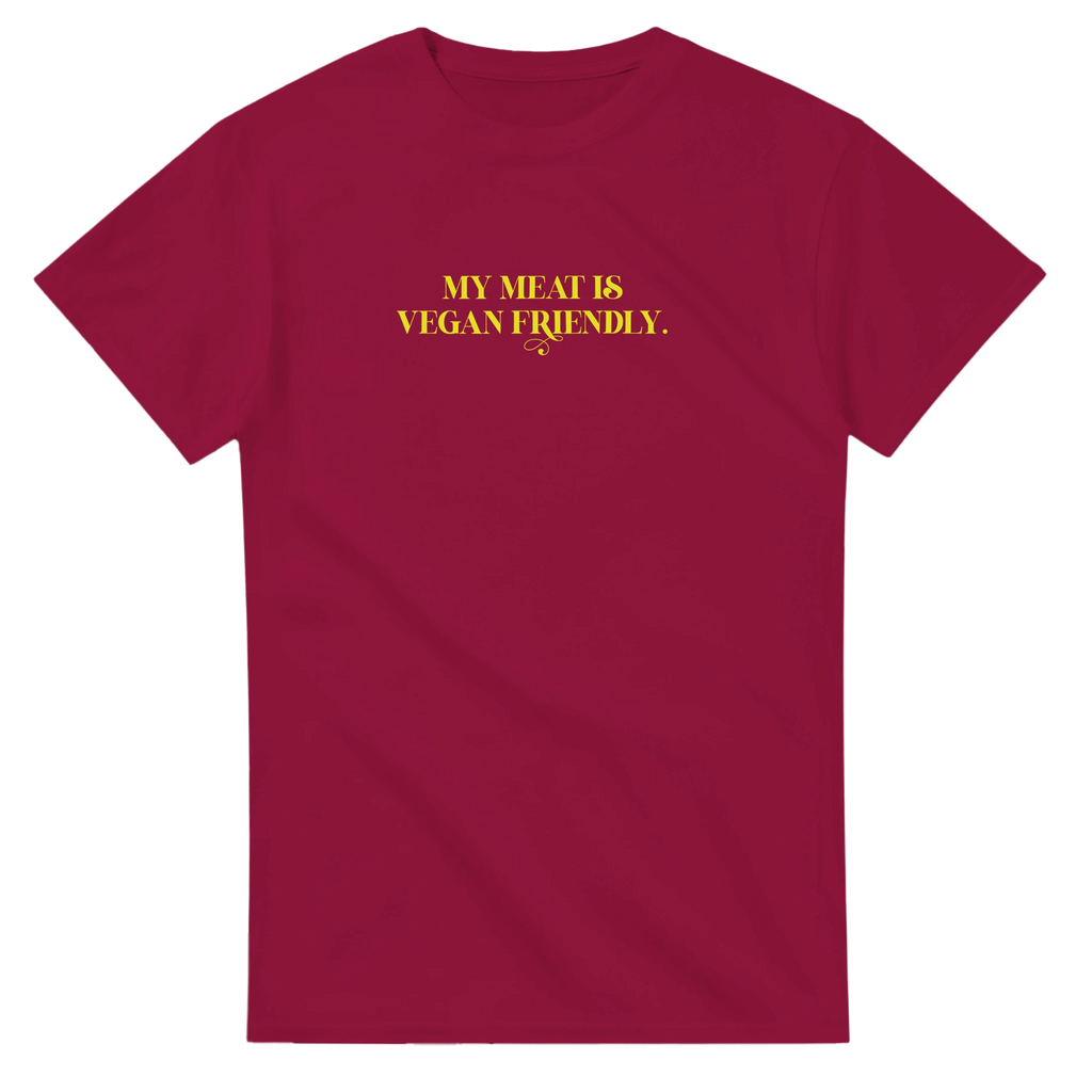 my meat is vegan friendly adult novelty tshirt burgundy 4