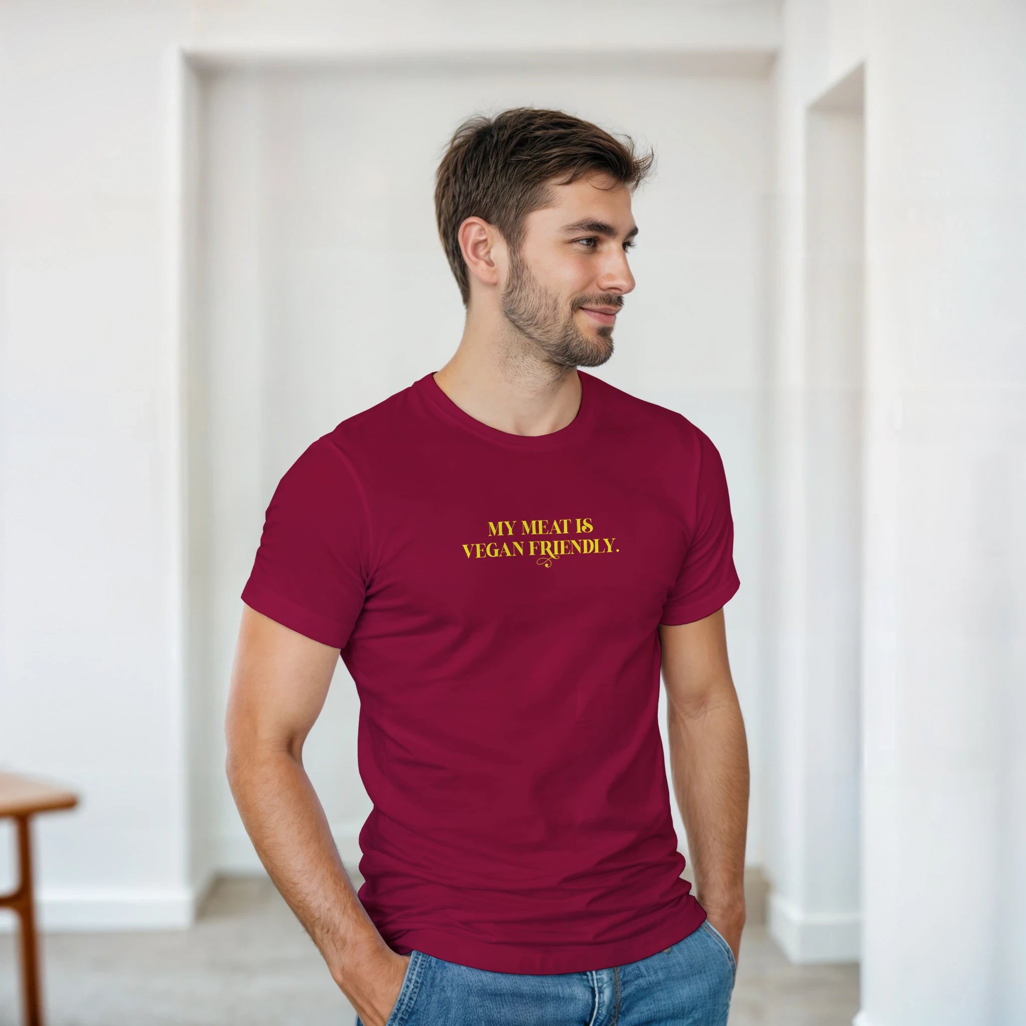 my meat is vegan friendly adult novelty tshirt burgundy 6