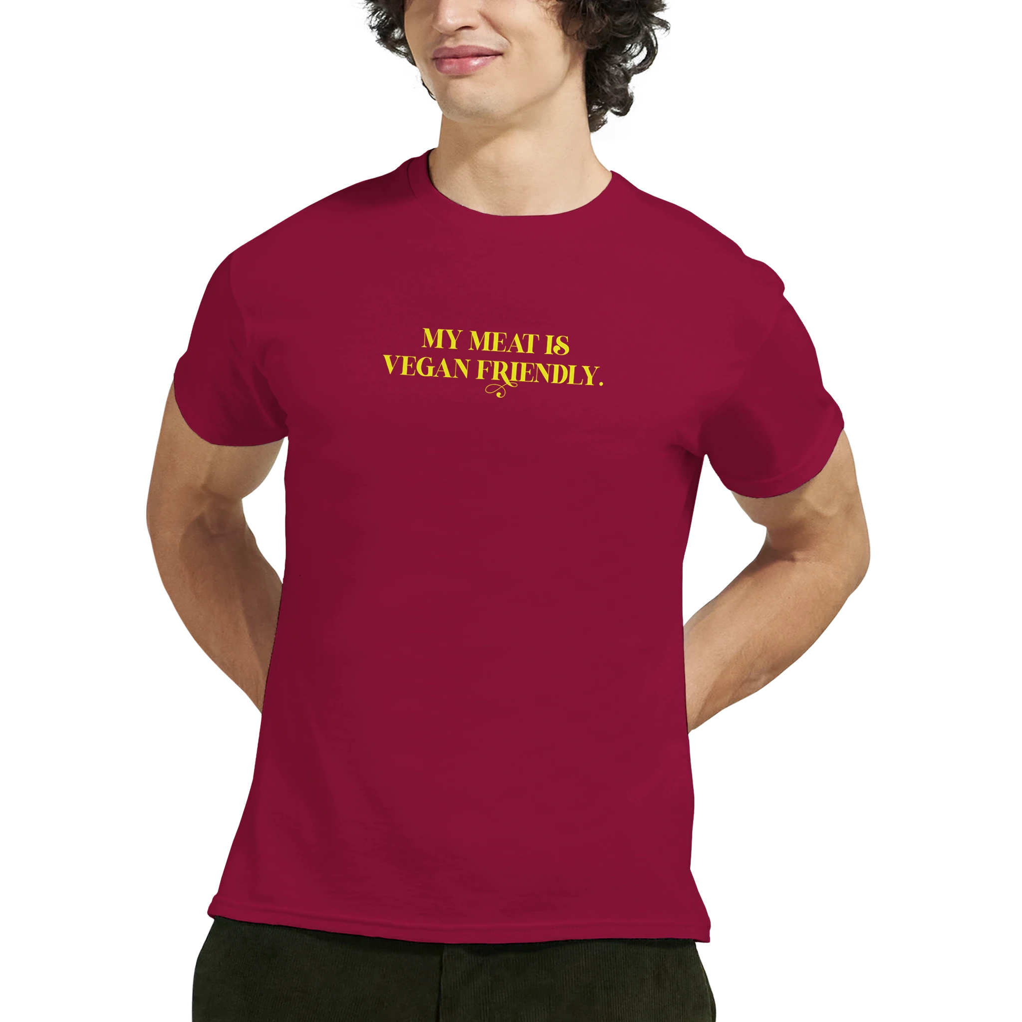 my meat is vegan friendly adult novelty tshirt burgundy 7