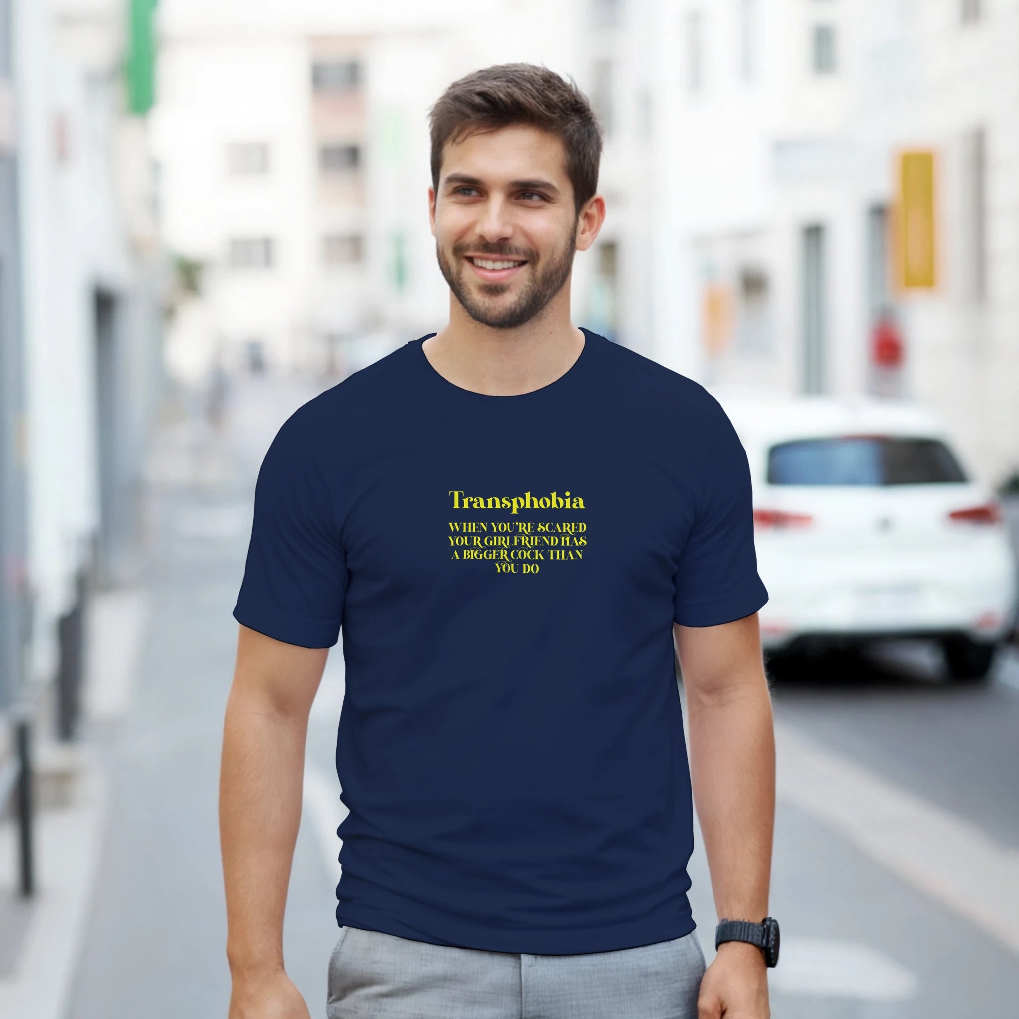 transphobia when you're scared your girlfriend has a bigger cock than you do adult novelty tshirt navy blue 2