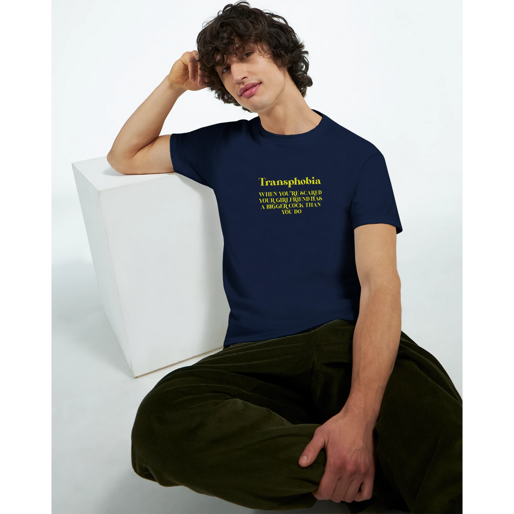 transphobia when you're scared your girlfriend has a bigger cock than you do adult novelty tshirt navy blue 4
