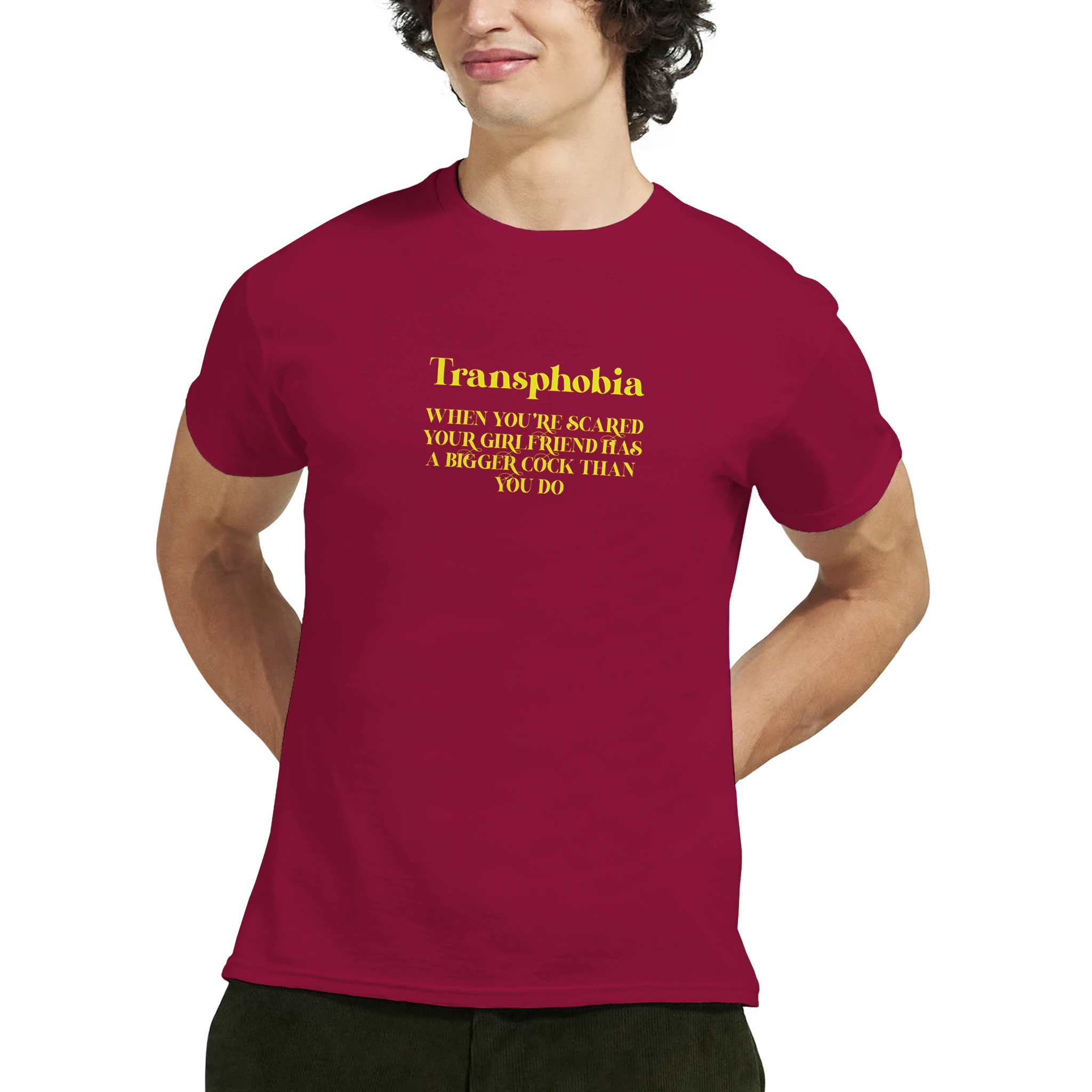 transphobia when you're scared your girlfriend has a bigger cock than you do adult novelty tshirt red